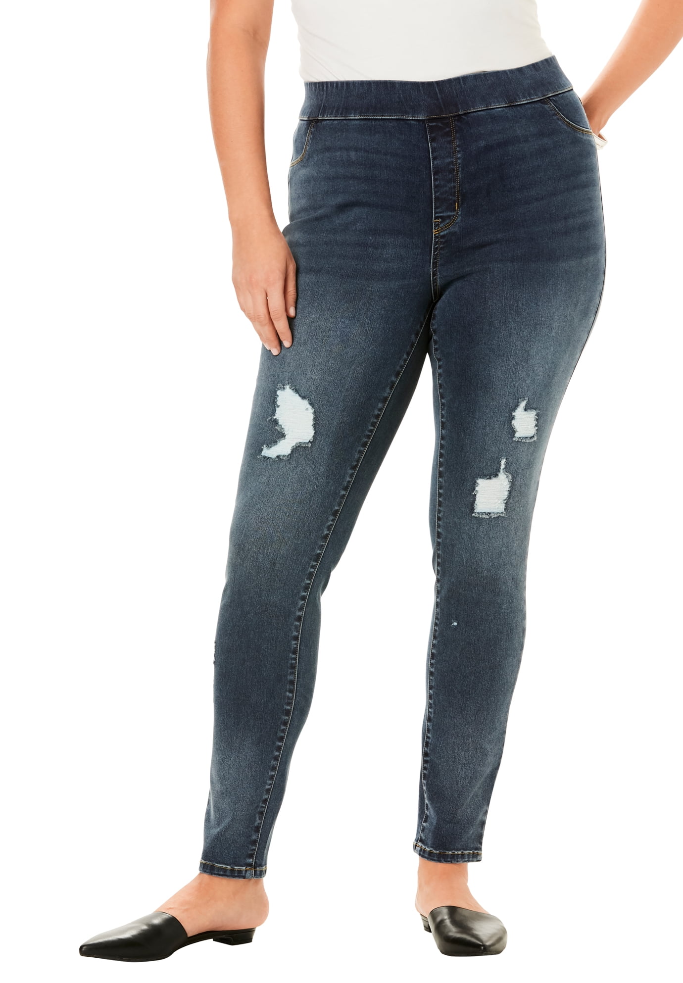 plus size jeggings with holes