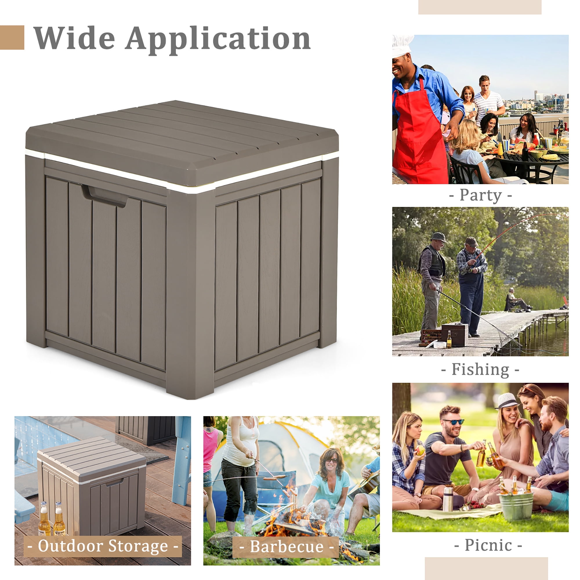 Costway 10 Gallon Ice Cooler w/ Built-in Handles and Detachable Lid Brown