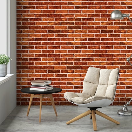 Lxcreat Red Brick Wallpaper Peel and Stick Wallpaper 17.7-in x 118-in Self Adhesive Removable Vinyl Contact Paper for Bedroom Living Room Home Decor