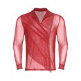 thumbnail image 2 of HULIJA Men Rhinestones V-Neck Long Sleeve Pullover Latin Tango Rumba Dance Shirt Blouse Red L, 2 of 5