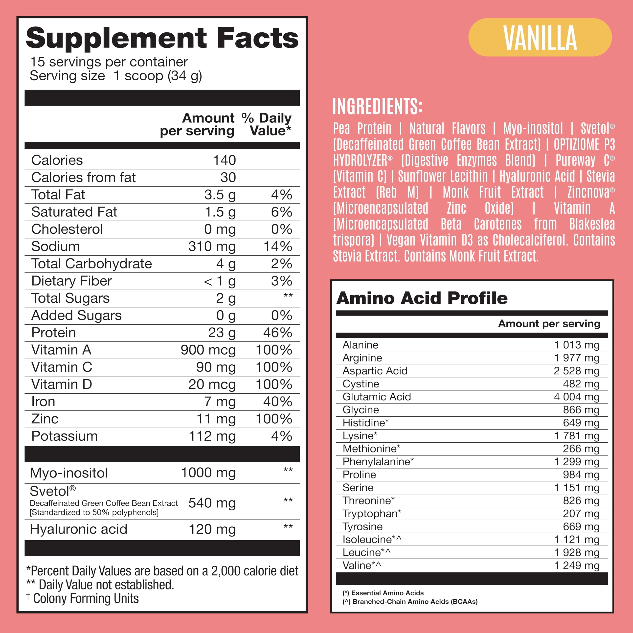 BIRDMAN Fitmingo Vegan Protein Powder with Inositol, 3 Blends, Vanilla, 15 Servings, 1.12lb