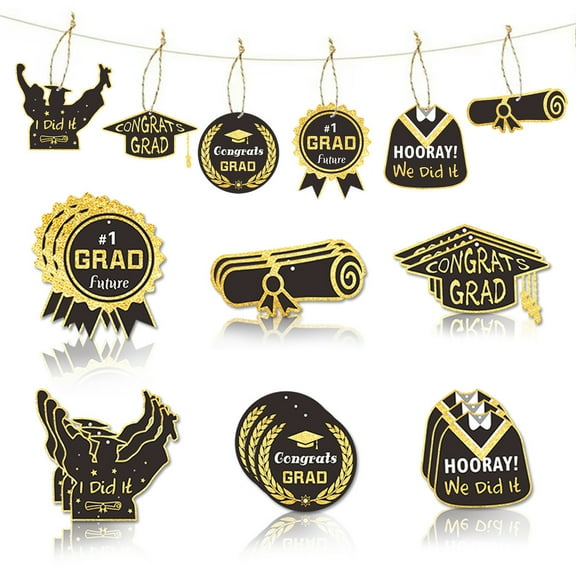 2026 Graduation Decorations 6PCS Black and Gold Graduation Ornament Class of 2026 Graduation Ornaments Graduation Gifts for High School College Bachelor Master's Degree PhD Graduate Gift