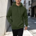 thumbnail image 6 of Fleece Hoodie Mens Plain Long Sleeve Hooded Sweatshirt Casual Basic Essential Drawstring Pullover Hoodie With Pocket Army Green M, 6 of 6