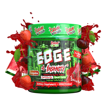 Psycho Pharma Edge of Insanity - Workout Powder for Focus, Strength, & Energy (Spiked Punch), 50 Servings