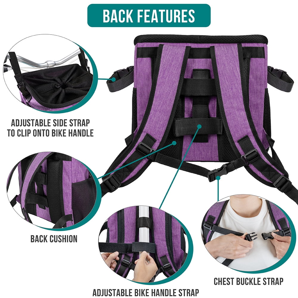 PetAmi 4-in-1 Small Backpack Carrier, Purple, 18 lb Limit