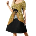 thumbnail image 3 of Vestido clásico de manga corta con estampado de matriz, ropa de verano para mujer, vestidos elegantes para boda, vestidos de moda para mujer., 3 of 7
