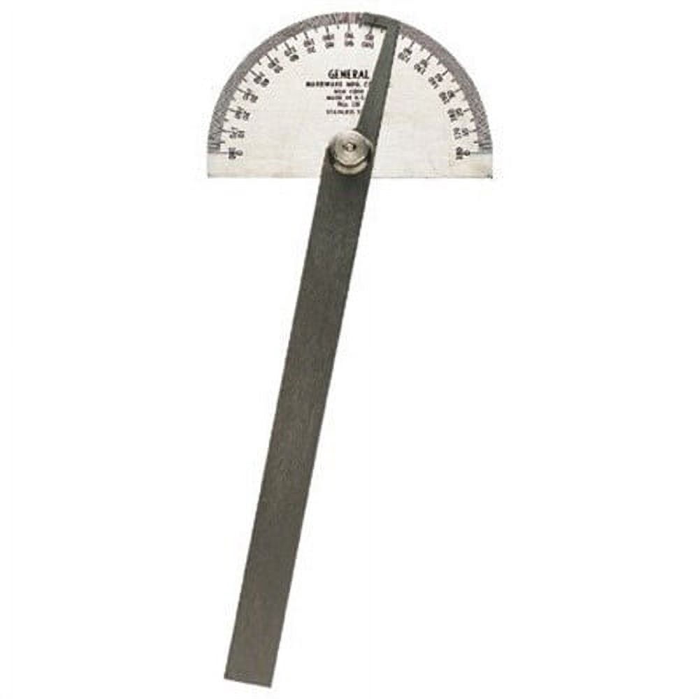 Stainless Steel Protractor, 6 in, Round Head