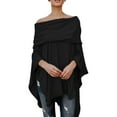 thumbnail image 2 of hanxiulin women's elegant asymmetrical twist front off shoulder top plain high low blouse black s, 2 of 5