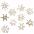 thumbnail image 2 of JWshufel 10 Pack Wooden Snowflake Ornaments Christmas Tree Decor Diy Decorations for Holiday Festivities Wedding and Vintage Home Decor 2in Khaki, 2 of 7
