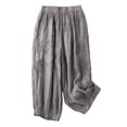 thumbnail image 2 of Cagogo Womens Plus Size Wide Leg Flowy Casual Ankle Pants Elastic Waist Loose Floral Trousers for Party Beach Work, Gray L, 2 of 5