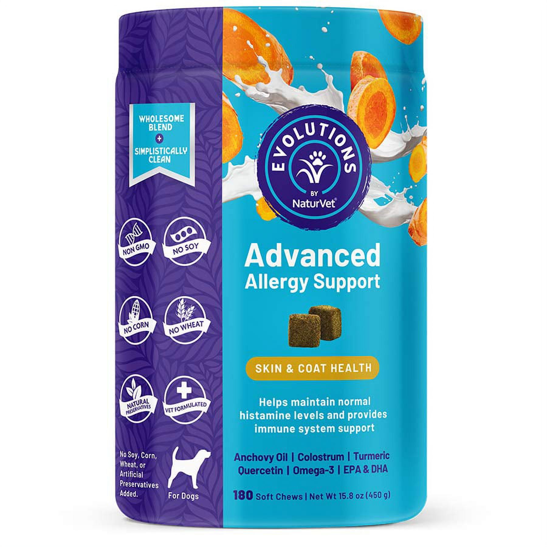 Evolutions By NaturVet Advanced Allergy Support Dog Soft Chews, Count of 180