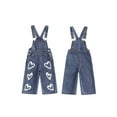 thumbnail image 2 of Gzhioc Kids Baby Girls Denim Overalls 1T 2T 3T 4T 5T 6T Heart Print Sleeveless Full Length Romper with Pockets, 2 of 9