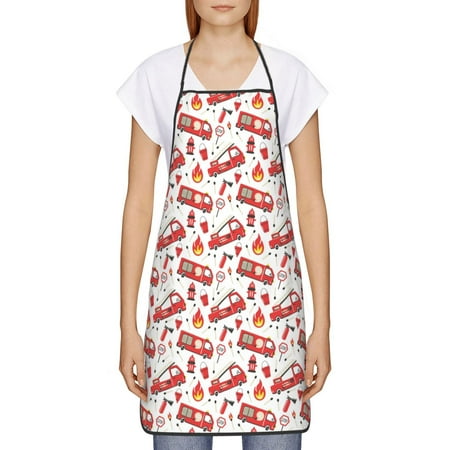 

Goofa Bib Apron Unisex Aprons Adjustable Waterdrop Resistant Cooking Kitchen Apron for Chef Fire Truck Pattern Apron Bulk