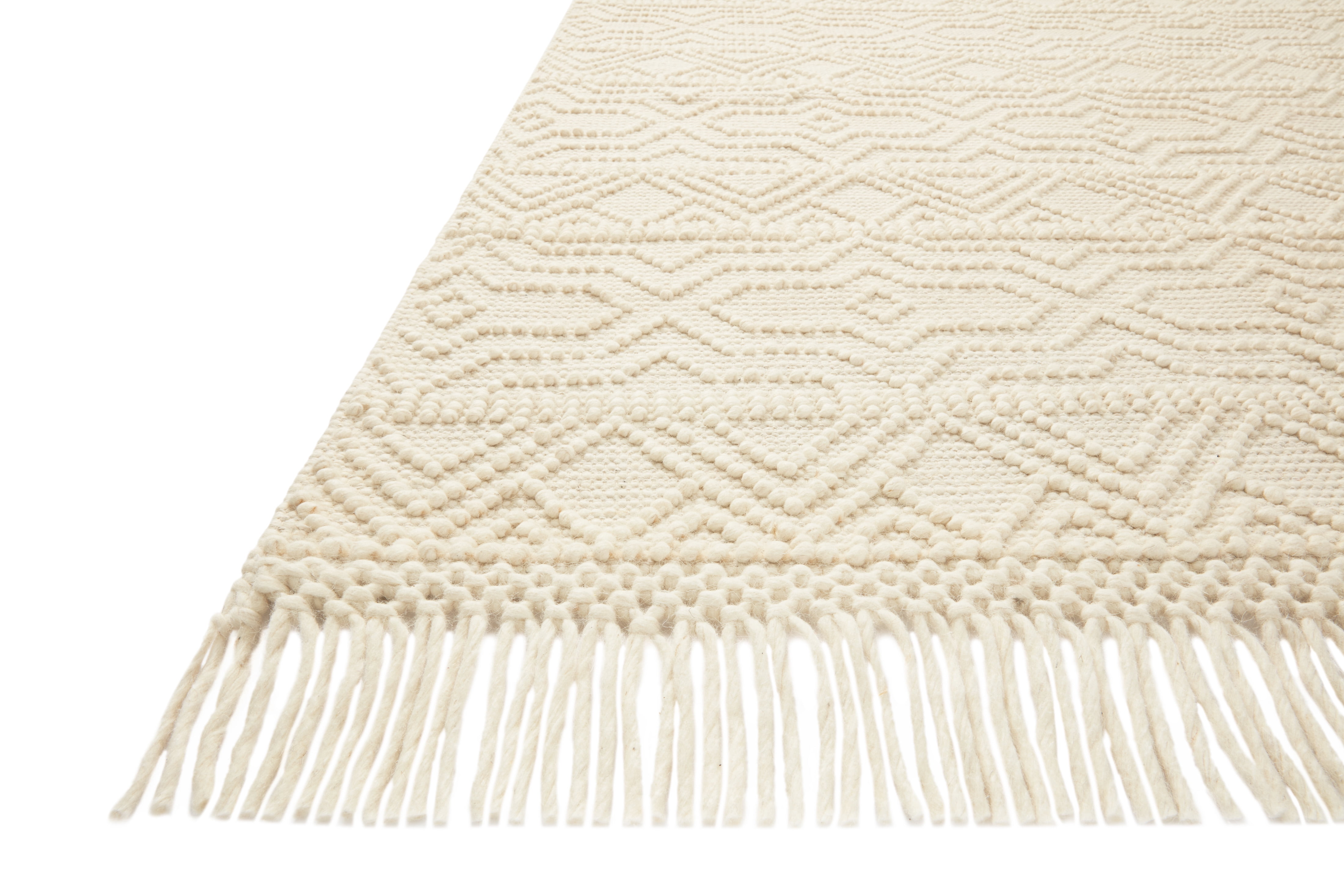 Loloi Noelle Ivory / Ivory Geometric Area Rug 18" x 18" Sample