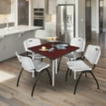 thumbnail image 2 of Regency Kahlo 36 in. Square Breakroom Table- Mahogany Top, Chrome Base & 4 M Stack Chairs- Grey, 2 of 8