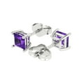 thumbnail image 2 of 1 ct Push-Back Stud Earrings for Women | 4.5mm Princess Cut Natural Amethyst | 18K White Gold, 2 of 5