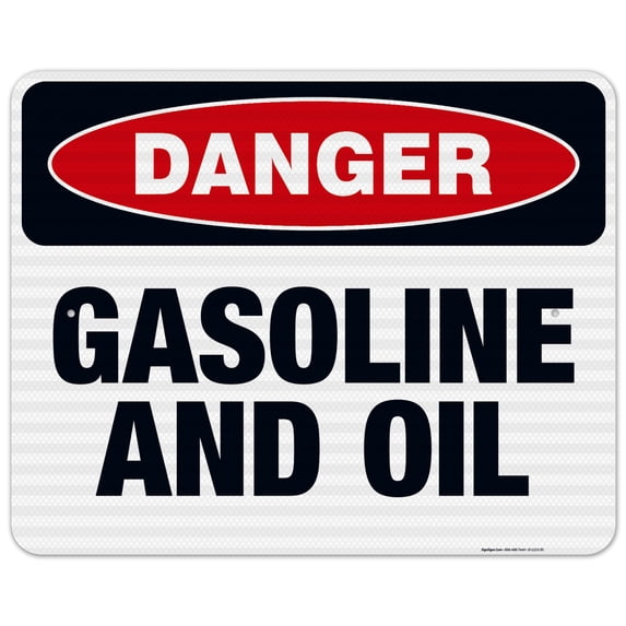 Danger Gasoline And Oil Sign, OSHA Danger Sign, 24x30 Reflective Aluminum EGP