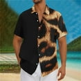 thumbnail image 2 of snilers Big and Tall Linen Shirts for Men Breathable Button Down Collared Casual Tops Summer Beach Hawaii Leopard Print Short Sleeve Blouses, 2 of 5
