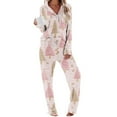 thumbnail image 7 of Women Christmas Pajama Set Long Sleeve Fleece Sleepwear Two Piece Pjs Winter Loungewear Snowman Print Nightwear, 7 of 7