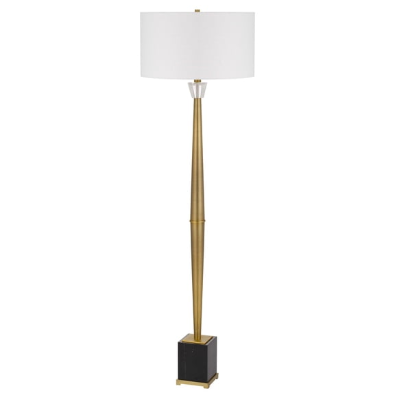 150W 3 way Salford metal floor lamp with crystal font / marble base and drum hardback fabric shade