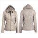thumbnail image 2 of Chaqueta de Motociclista de con Capucha Desmontable y Mangas Largas, Acolchada, Ajustada y con Cremallera para Mujer Albaricoque XXL, 2 of 6