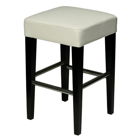 Cortesi Home Aspen Counter Stool in Genuine White Leather with Black Legs