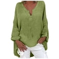 thumbnail image 2 of Pntutb Womens,Plus Size Women's Casual Long Sleeve Solid Loose V-Neck Shirt Blouse Tops, 2 of 6