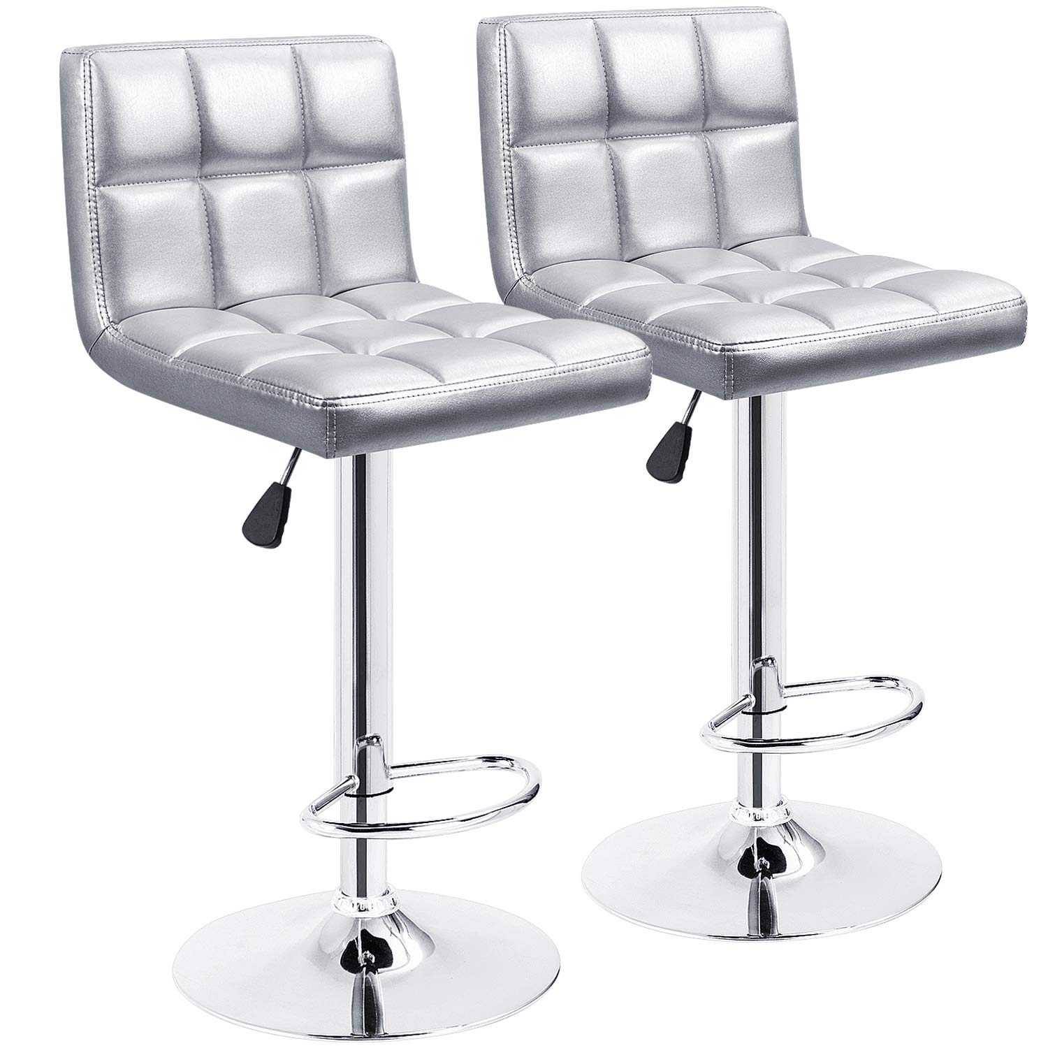 Lacoo Set of 2 Adjustable Swivel Armless Bar Stools with PU Leather