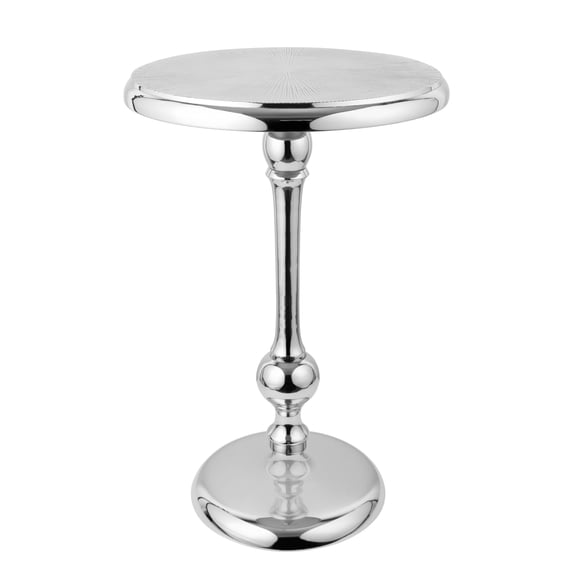 Round Side End Table - Metal Coffee Table for Living Room, Balcony & Bedroom (Silver 2)