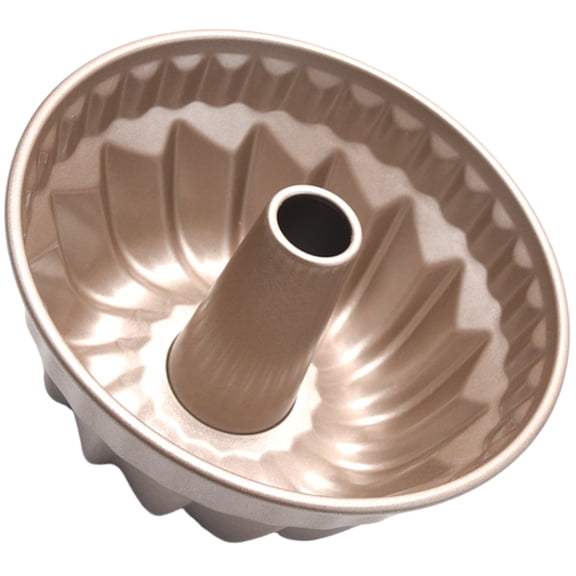 STOBOK Golden Carbon Steel Non Stick Hollowed Cake Pan for Home Baking Easy Release and Cleanup