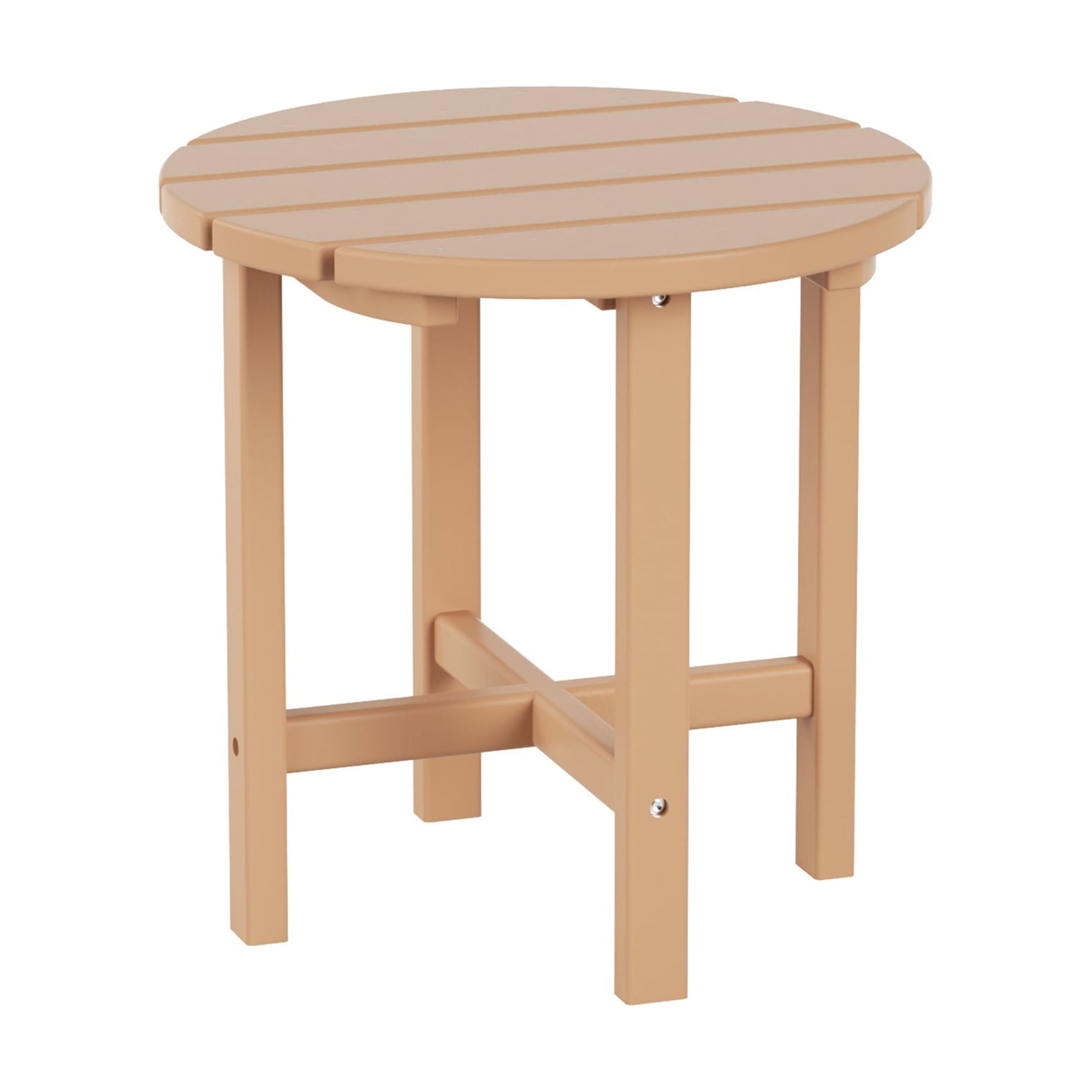 Garden 18" Inch Round Plastic Outdoor Patio Side Table, Teak