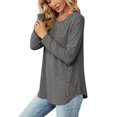 thumbnail image 5 of MOMOFEEL Long Sleeve Tunic Tops for Women Crewneck Sweatshirt with Side Buttons Casual Shirts Pullover (M9004 Dark Gray), 5 of 7