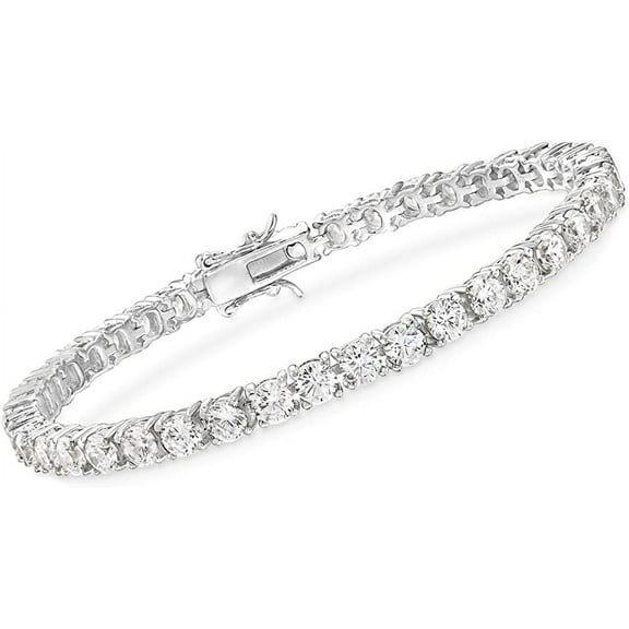 Tennis Bracelet 925 Sterling Silver with Round Cut Cubic Zirconia.