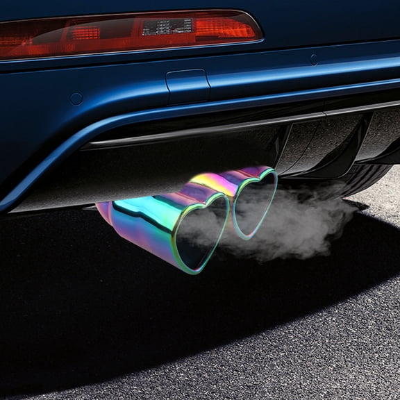 Tuscom HeartShaped Dual Exhaust Tip Car Exhaust Pipe Modifier for Sedan SUV Sports Cars Stainless Steel BoltOn Performance Muffler Tail Pipe with Installation Kit