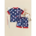 thumbnail image 6 of Elippeo Baby Boy 4th of July Outfits 6 12 18 24 Months 3 Years Short Sleeve Firework Star Print Tops + Shorts Set Summer Clothes, 6 of 10
