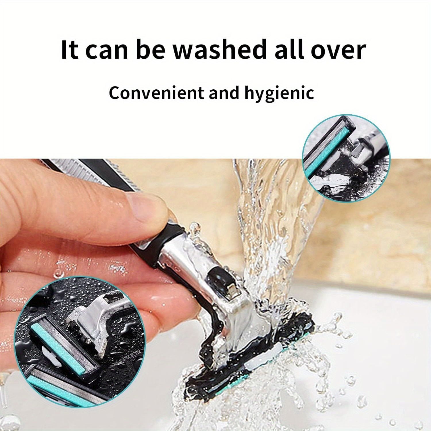 Razors for men Shaving, 2-Blade mens Razor Includes 1 Handles and 30 Replaceable razor head, Non-Slip Travel Carry Shaver for men Pack