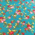 thumbnail image 3 of Cotton Tablecloth Floral Print Vintage Floral Large Roses Teal Blue, 3 of 4
