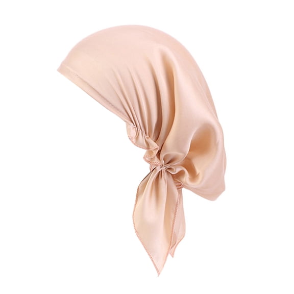 Women Hat Solid Color Simple Elastic Lightweight Windproof Smooth Surface Satin Soft Fabric Adjustable Skull Beanies for Daily Wear