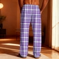 thumbnail image 5 of Txeol Men's Drawstring Plaid Pajama Pants Comfy Elastic Waist Lounge Bottoms with Pockets Casual Straight Leg Pants,Purple,XL, 5 of 10