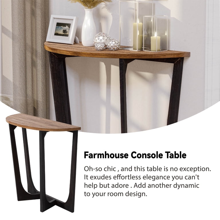 Round End Table COZAYH Half Round Rustic - French Country Farmhouse ...