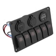 thumbnail image 4 of Ymiko Qiilu 12V 24V 6 Gang Switch Panel, Car Boat Marine LED Rocker Switch Panel Dual USB Voltmeter Lighter, 4 of 8
