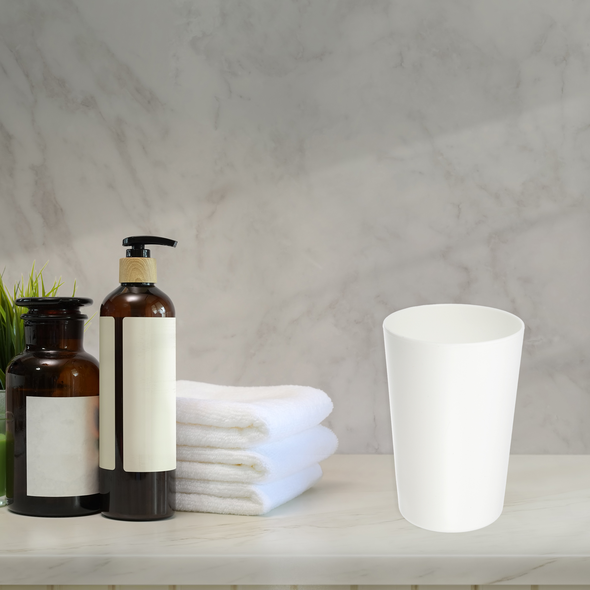 2pcs Bathroom Toothbrush Tumblers PP Cup for Bathroom Kitchen Color White 4.52''x3.03''