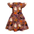 thumbnail image 5 of Halloween Dresses for Girls Size 7 Flutter Sleeve Cute Sundress Summer Festival Pumpkin Ghost Novelty Crew Neck Girls Fashion Holiday Outfit Light Brown 5-6 Yaers, 5 of 5