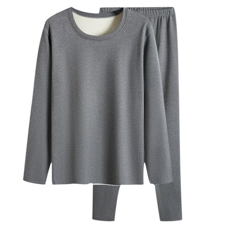 

Dadaria Thermal Underwear for Men Men Casual Solid Pullover Round Neck High Elasticity Keep Warml Underwear Tops And Pants Suit Gray L Men