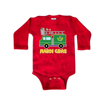 

Inktastic Mardi Gras Fire Truck with Fleur De Lis Trio Gift Baby Boy or Baby Girl Long Sleeve Bodysuit