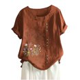 thumbnail image 2 of Fiudx Ofertas Flash Del Día Solo En Línea Blusa Informal y de Lino con Botones y Manga Corta Estampada para Mujer, 2 of 3