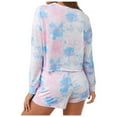 thumbnail image 4 of Tejiojio Casual Women's Shorts Lady's Tie-Dye Gradient Color Leisure Suit Tops Set Long Sleeve Shorts, 4 of 9