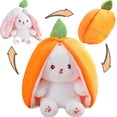 thumbnail image 4 of MIAODAM Animal de peluche reversible de conejito de zanahoria, orejas de conejo de zanahoria con cremallera, peluche de conejito de frutas en una zanahoria, peluches de conejo esponjosos, divertido ju, 4 of 5