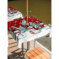 thumbnail image 2 of Outdoor Table Cloth with Umbrella Hole and Zipper, Red White Snowman Christmas Waterproof Square Tablecloth 54"x54", Xmas Tree Snowflake Winter Washable Table Cover for Outside Party Patio Picnic, 2 of 8