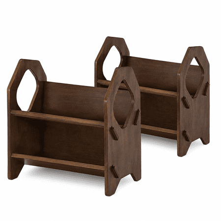 2-Pack Stackable Desktop Bookshelf Tool-Free Portable Book Organizer with Handles for Books CDs Magazines and File Folders